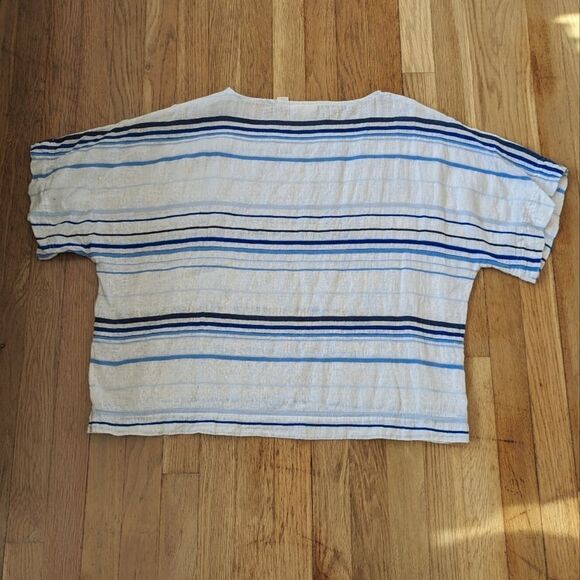 Chico's Petite Summer Stripe Cana II Top blue and white stripes - Picture 4 of 6